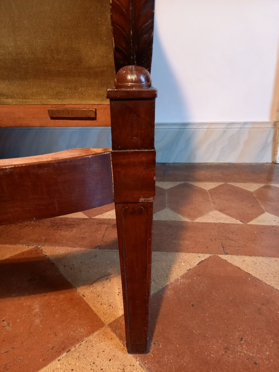 Petit canapé en acajou et placage d’acajou d’époque Empire par Bellangé ou les frères Jacob-photo-6