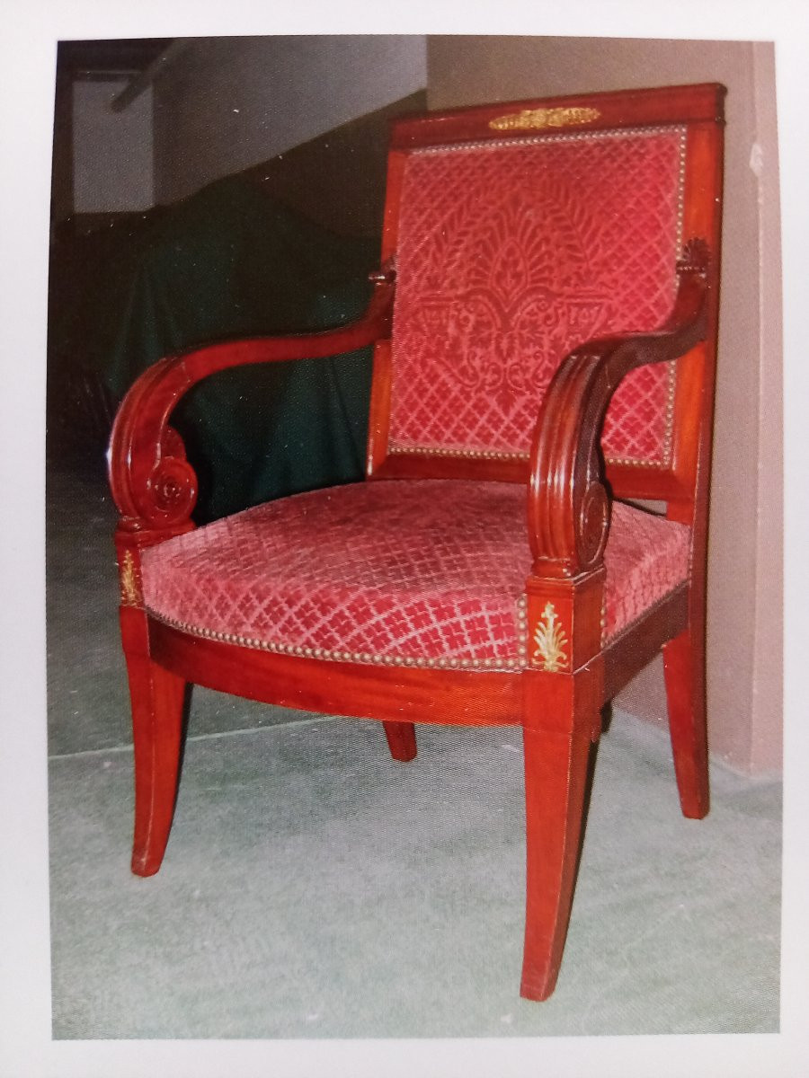 Petit canapé en acajou et placage d’acajou d’époque Empire par Bellangé ou les frères Jacob-photo-7