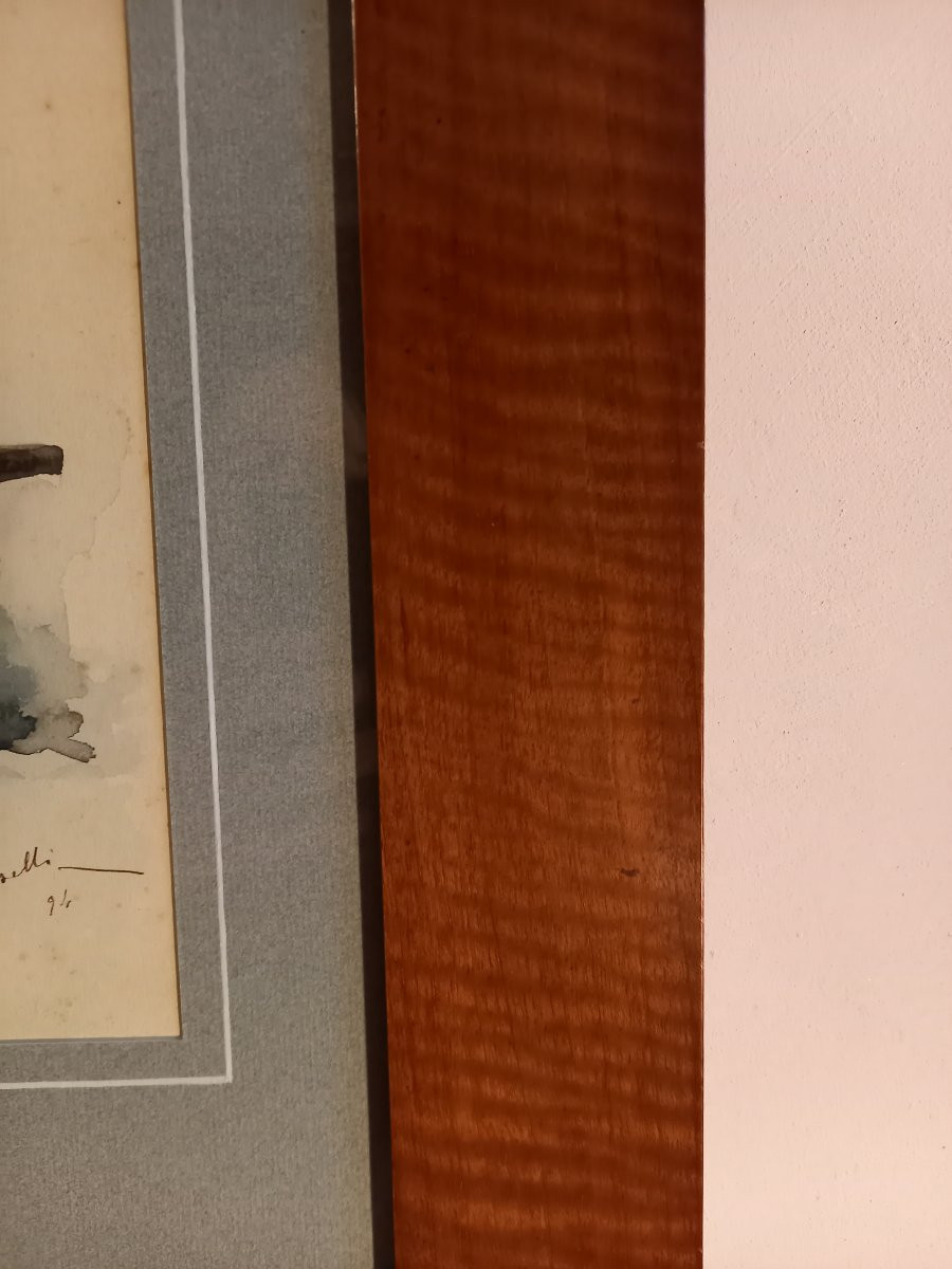 Très belle aquarelle représentant une contadine ou paysanne italienne en costume traditionnel-photo-5