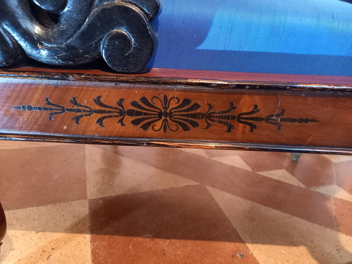 Spectacular Armchair In Mahogany And Blackened Wood With Griffin-shaped Armrests-photo-7