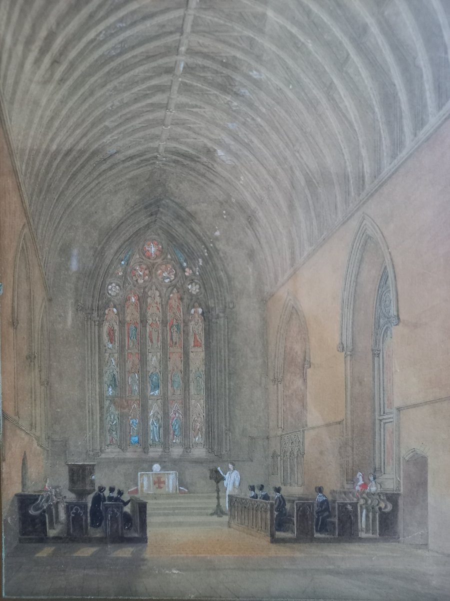 Watercolor And Gouache Over Pencil Lines In The Troubadour Style Of The First Third Of The 19th Century-photo-2