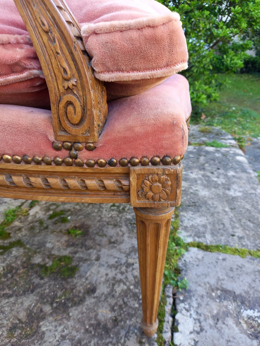 Estampillé Carpentier, fauteuil cabriolet en bois naturel transition Louis XV-Louis XVI-photo-6