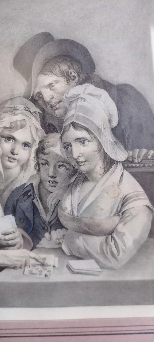 Dessin à la pierre noire et à l’aquarelle d'après une gravure de Boilly -photo-4