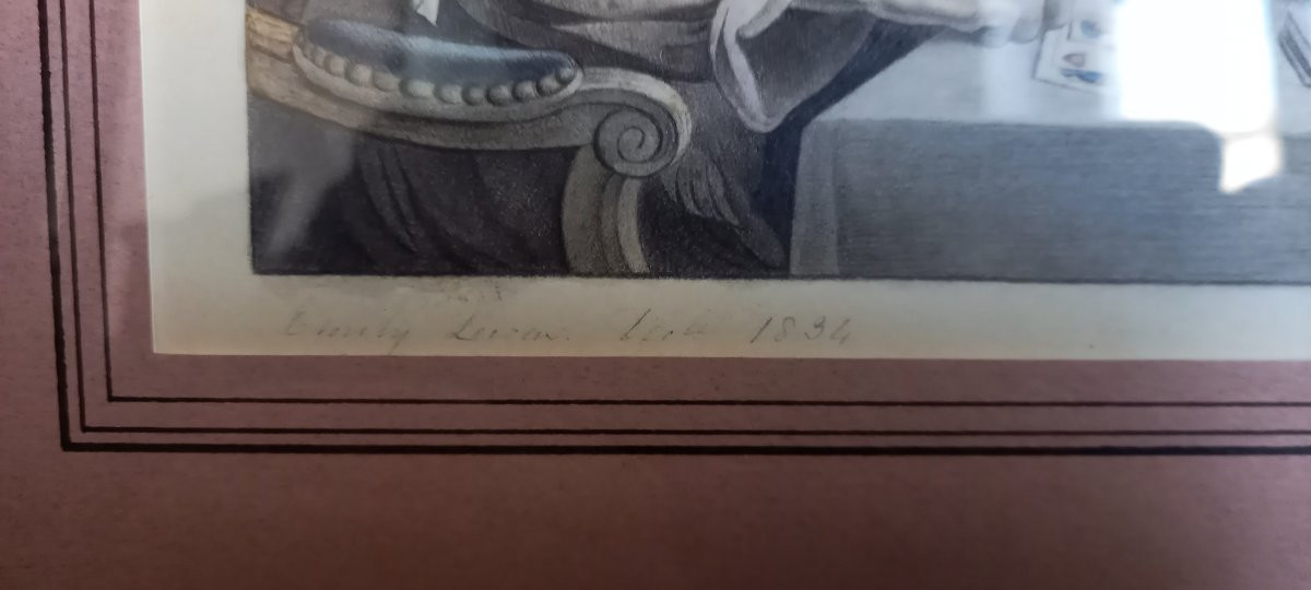 Dessin à la pierre noire et à l’aquarelle d'après une gravure de Boilly -photo-4