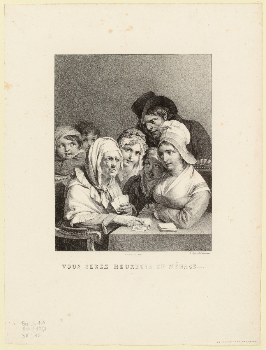 Dessin à la pierre noire et à l’aquarelle d'après une gravure de Boilly -photo-6