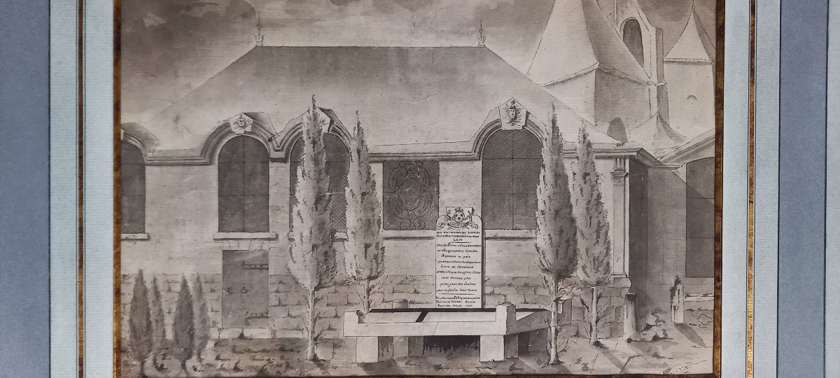 Dessin à l’encre et au lavis de gris commémorant un épisode de la Révolution française-photo-4