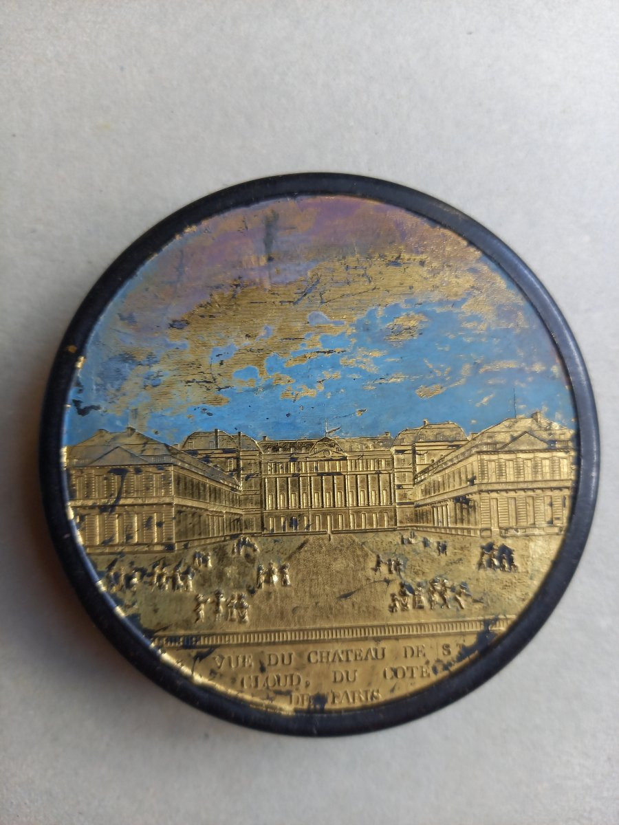 Compigné, boîte ronde avec décor d’une vue du château de Saint-Cloud-photo-2