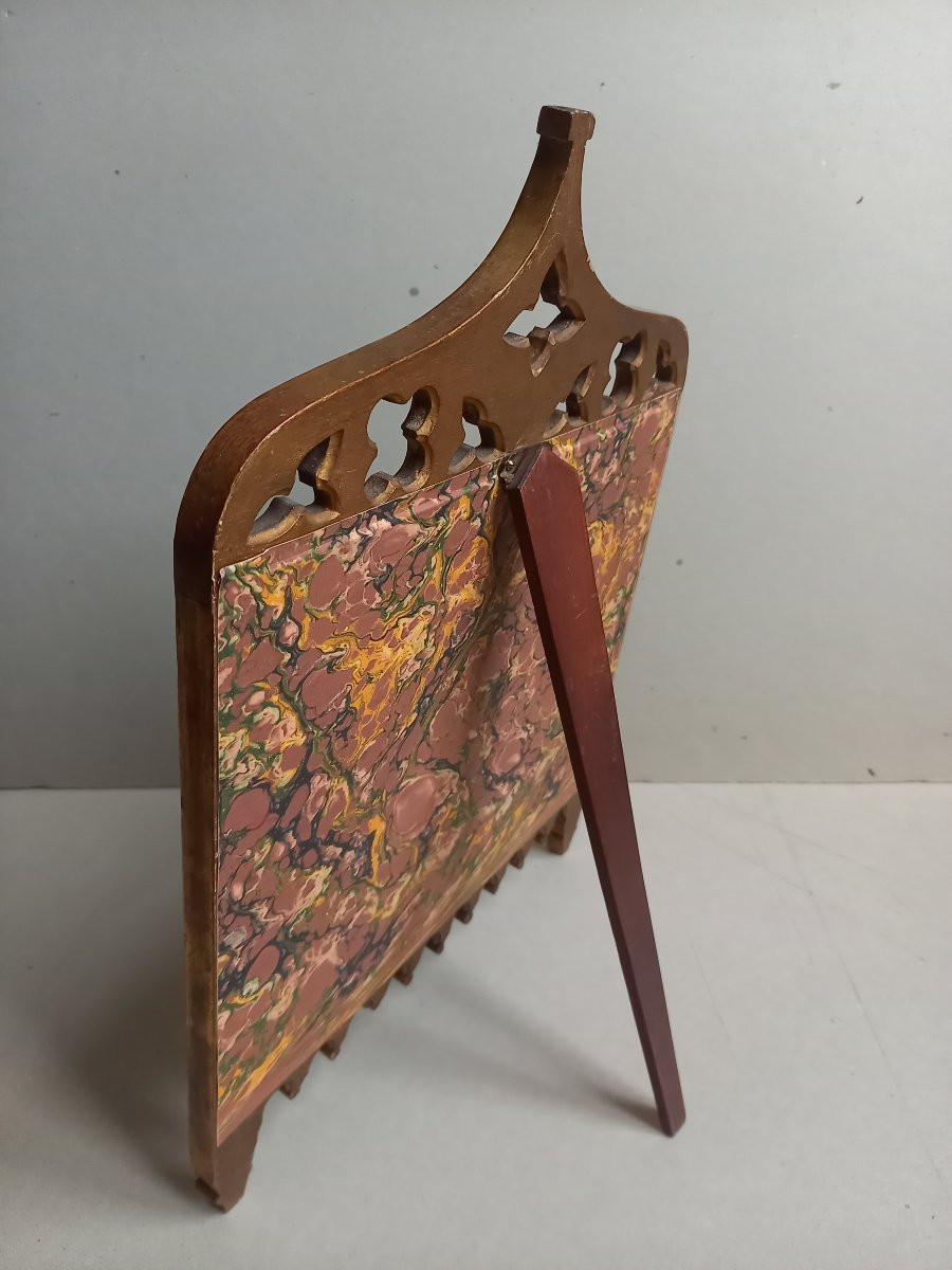 Charmant dessin orientaliste  au crayon avec rehauts dans un ravissant encadrement néogothique-photo-7