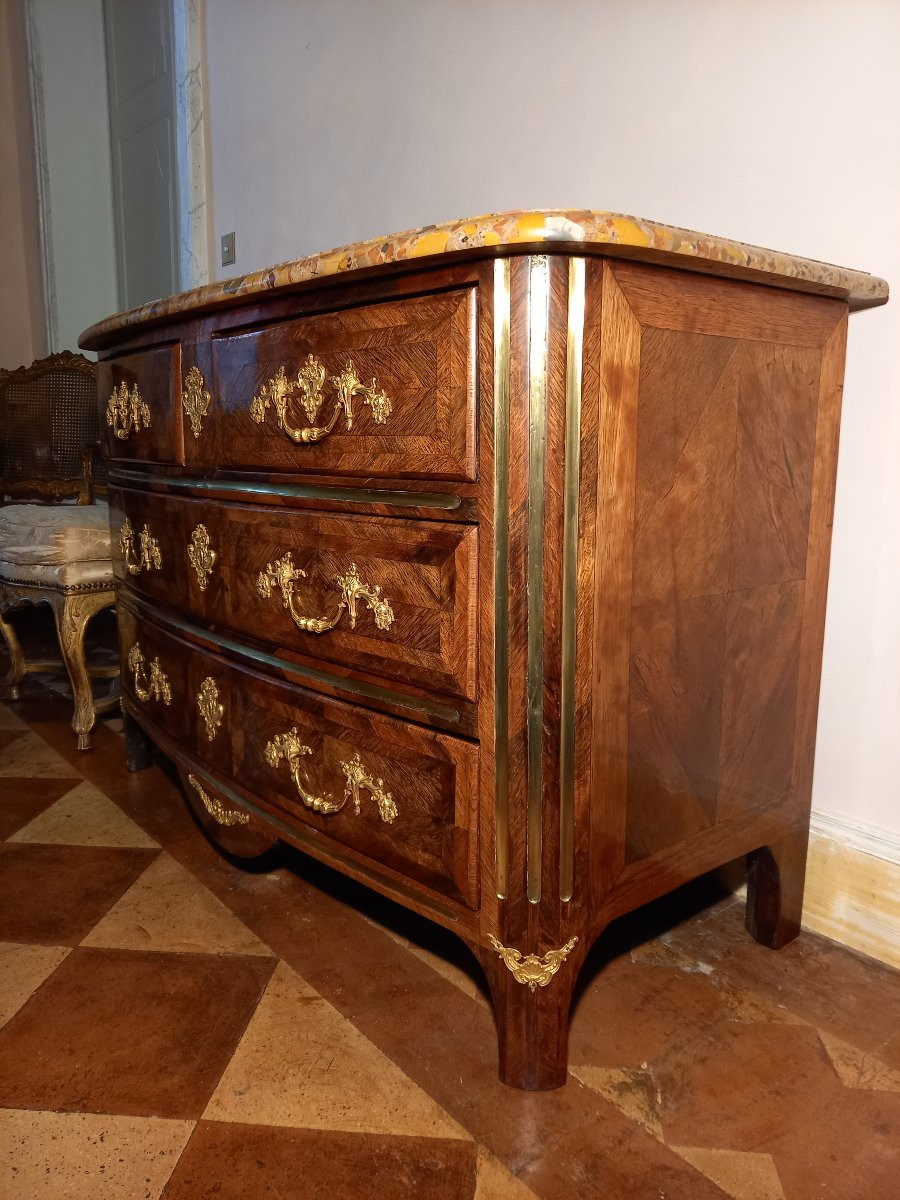 Commode Louis XIV-Régence du début du XVIIIe siècle en placage de palissandre -photo-1