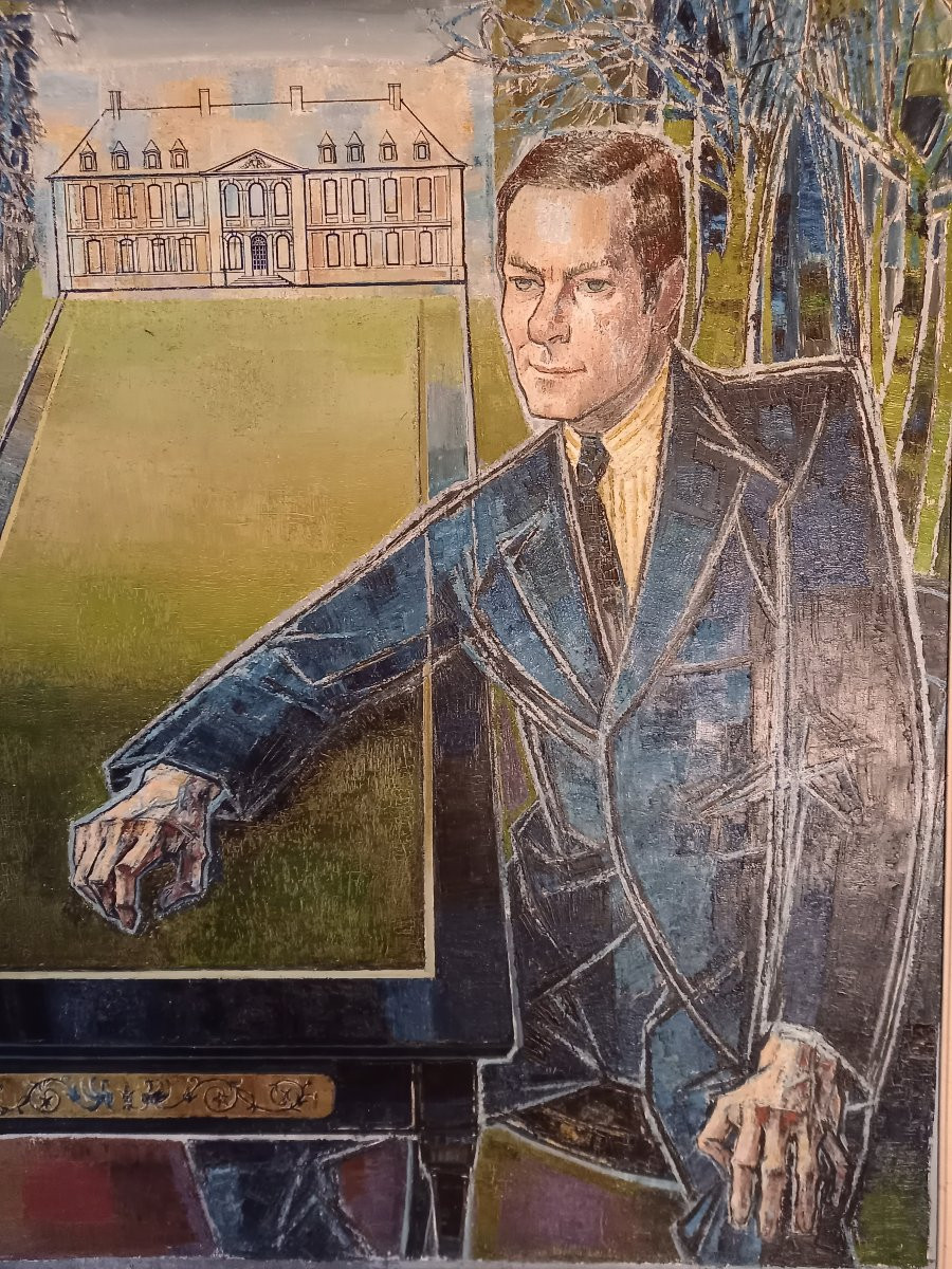 Portrait de Jean-Yves Haberer devant sa propriété de Selincourt par le peintre Mac-Avoy-photo-1