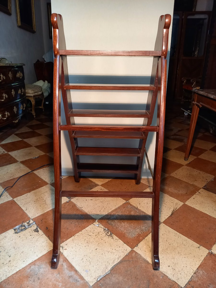 Elegant 6-step Solid Mahogany Library Stool In The Restoration Style-photo-3
