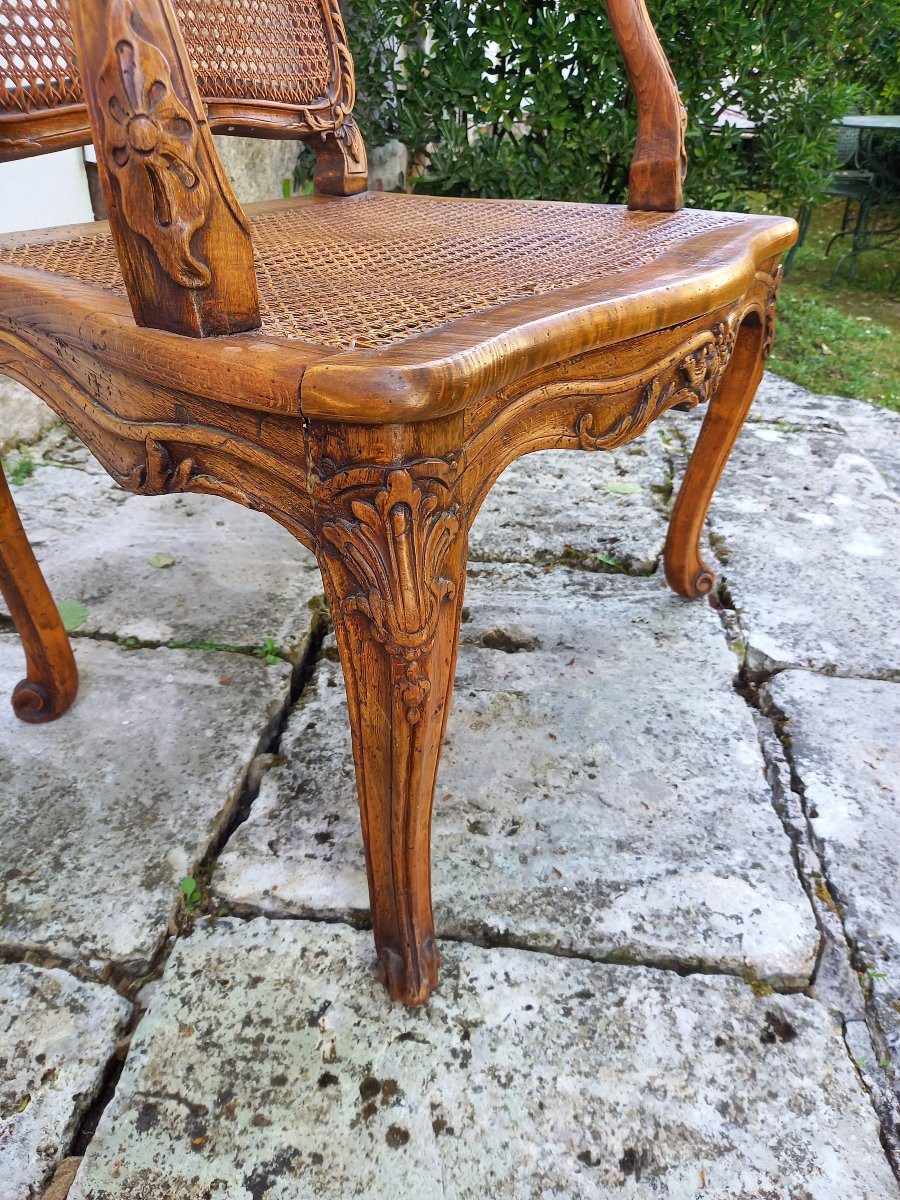 Beau fauteuil d’époque Louis XV à fond de canne attribué à Louis ou Michel Cresson-photo-2