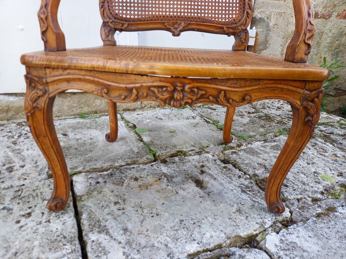 Beau fauteuil d’époque Louis XV à fond de canne attribué à Louis ou Michel Cresson-photo-3