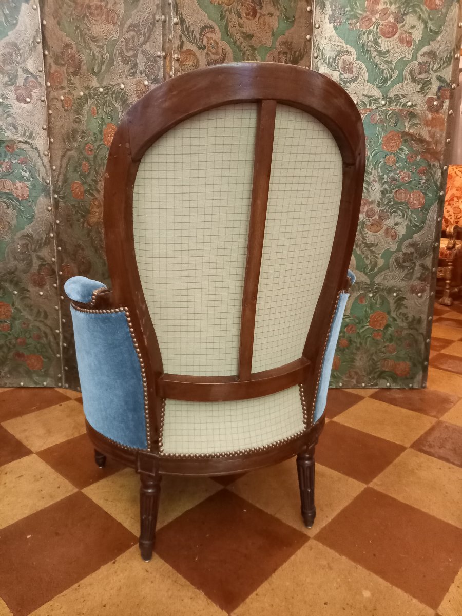 Marked C. Jy. M. For Claude Javoy, Large Solid Mahogany Armchair In The Louis XVI Style-photo-3