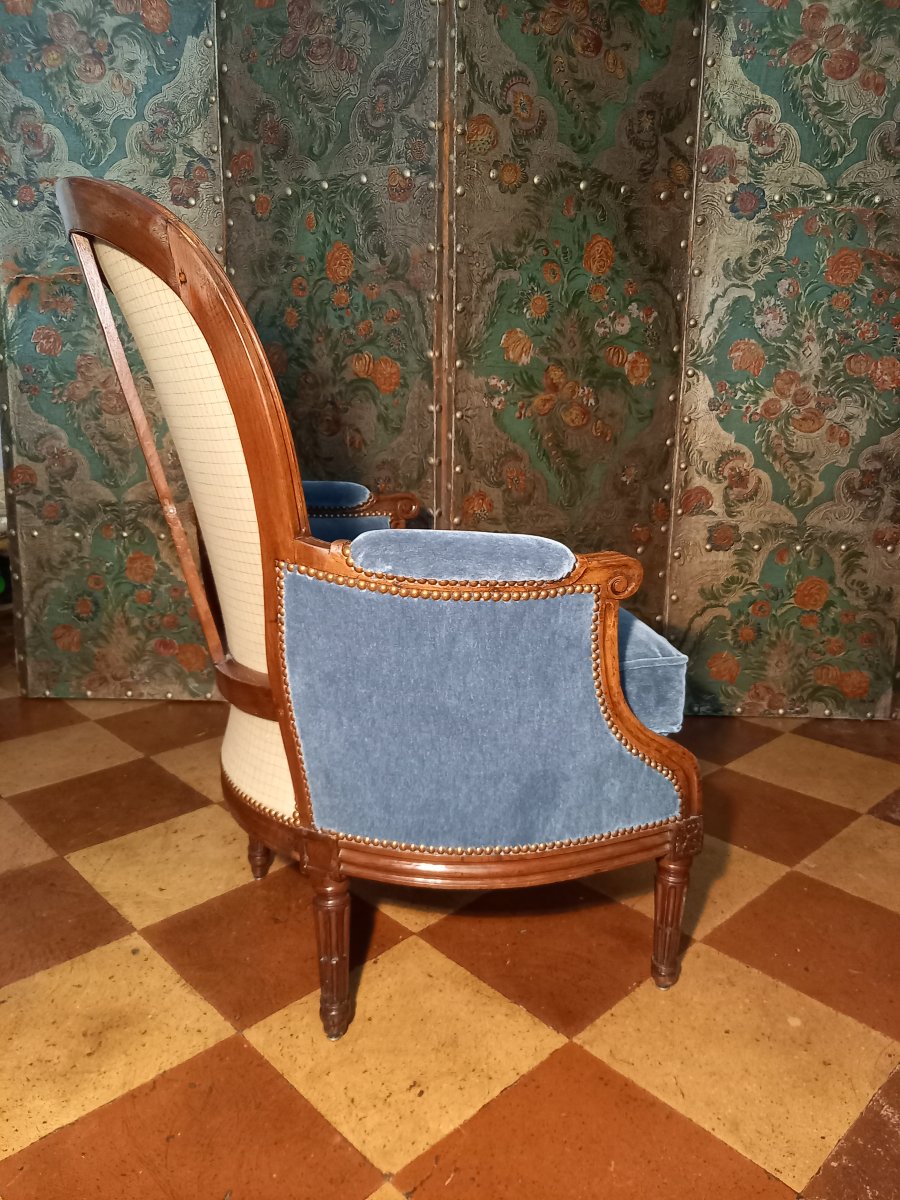 Marked C. Jy. M. For Claude Javoy, Large Solid Mahogany Armchair In The Louis XVI Style-photo-4