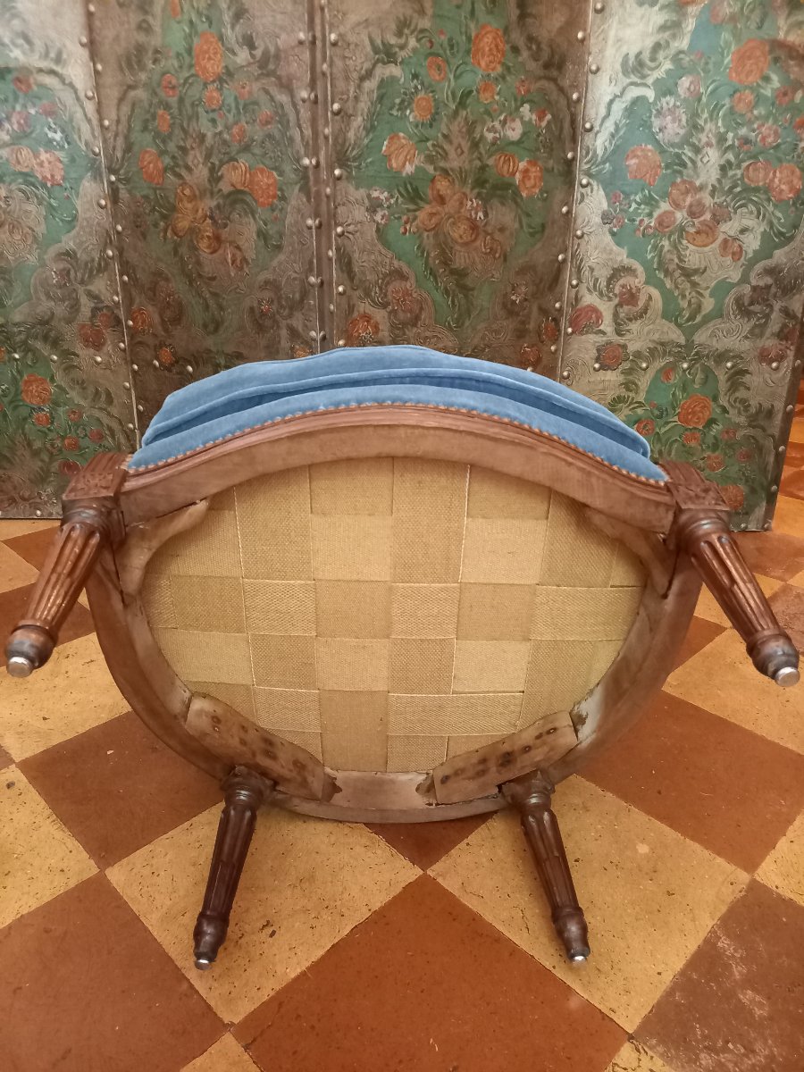 Marked C. Jy. M. For Claude Javoy, Large Solid Mahogany Armchair In The Louis XVI Style-photo-7