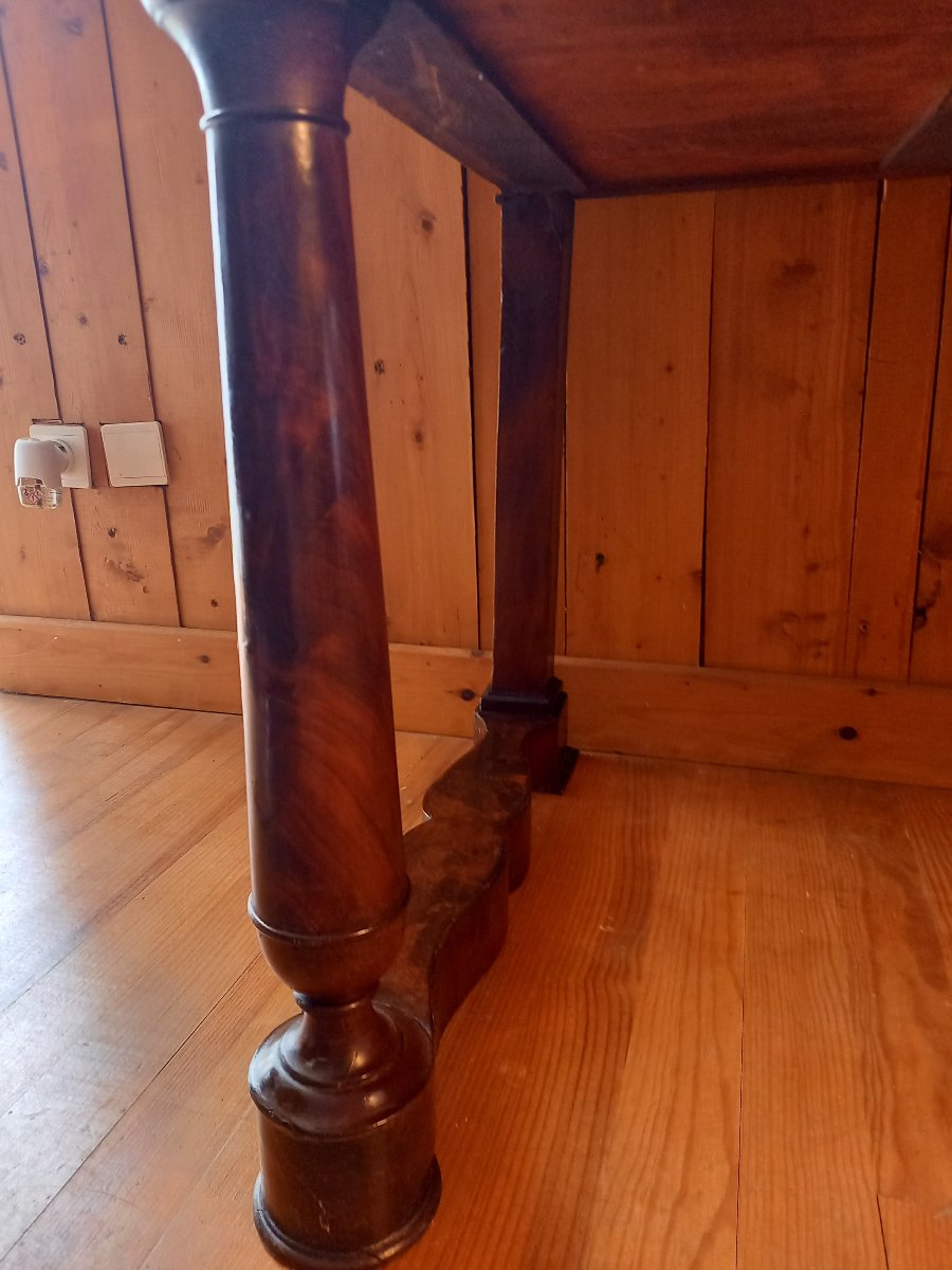 Vintage Tiered Architectural Desk; Restored In Mahogany And Flamed Mahogany Veneer-photo-7