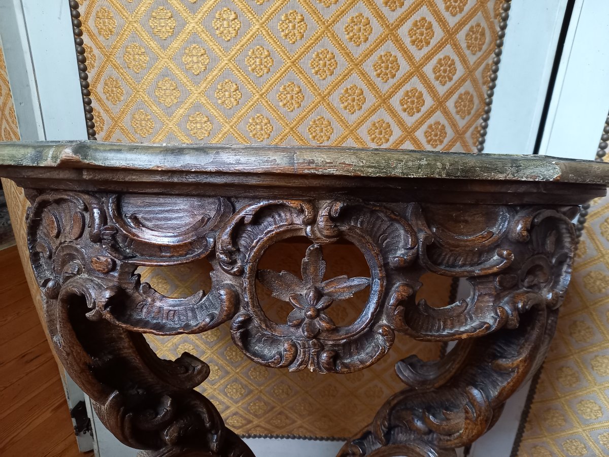 A Charming Little Carved Wooden Console Table In The Louis XV Style, 19th Century.-photo-2