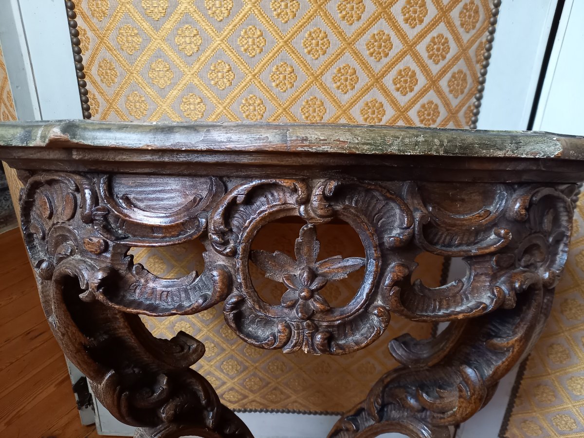 A Charming Little Carved Wooden Console Table In The Louis XV Style, 19th Century.-photo-4