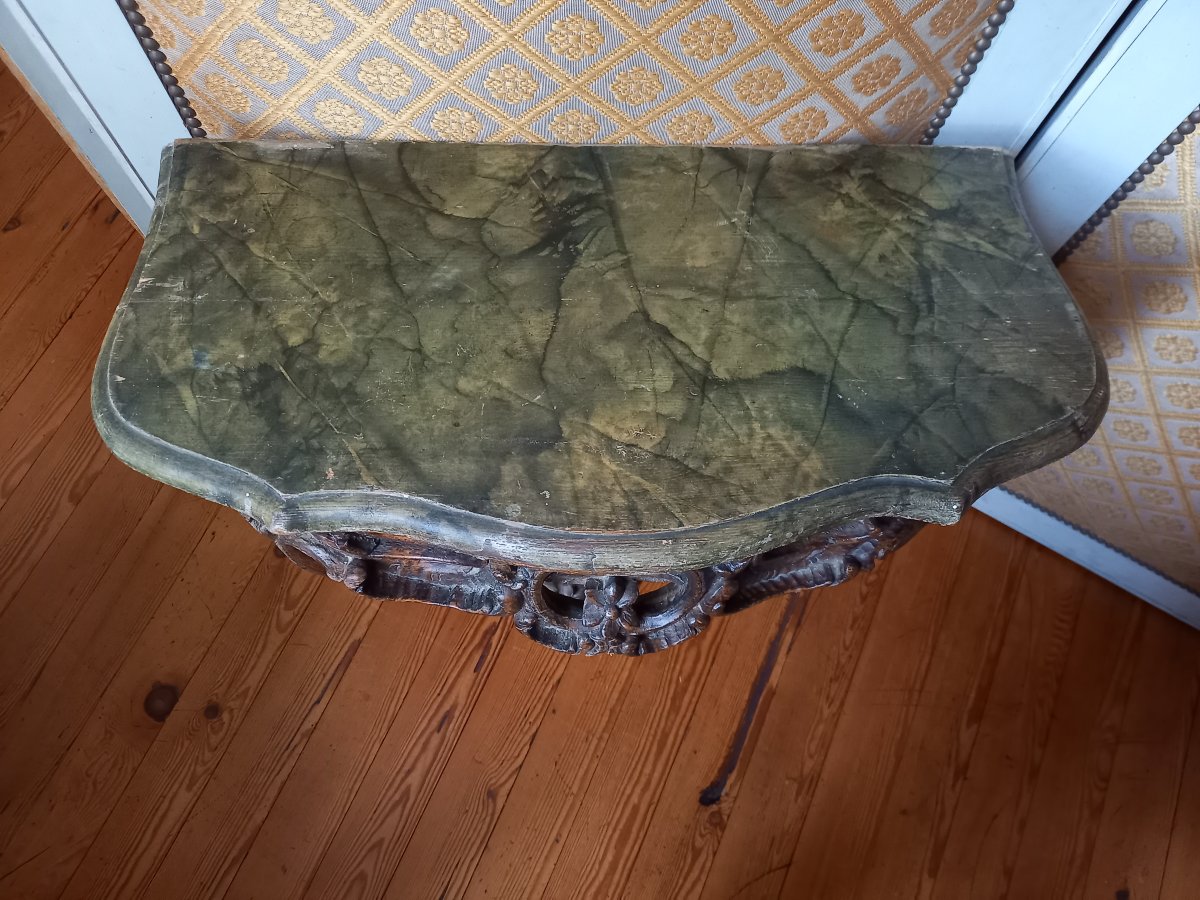 A Charming Little Carved Wooden Console Table In The Louis XV Style, 19th Century.-photo-2