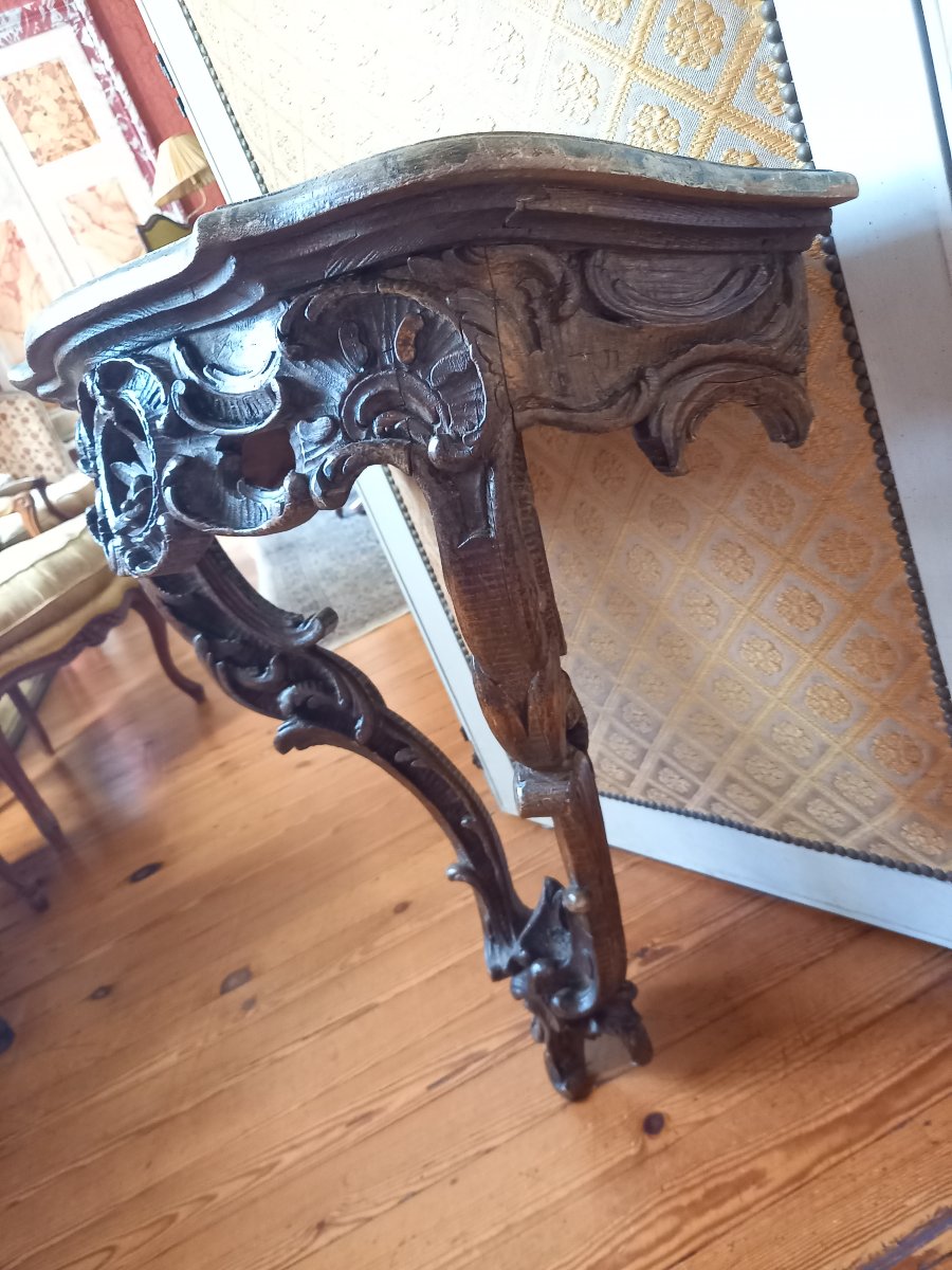 A Charming Little Carved Wooden Console Table In The Louis XV Style, 19th Century.-photo-4