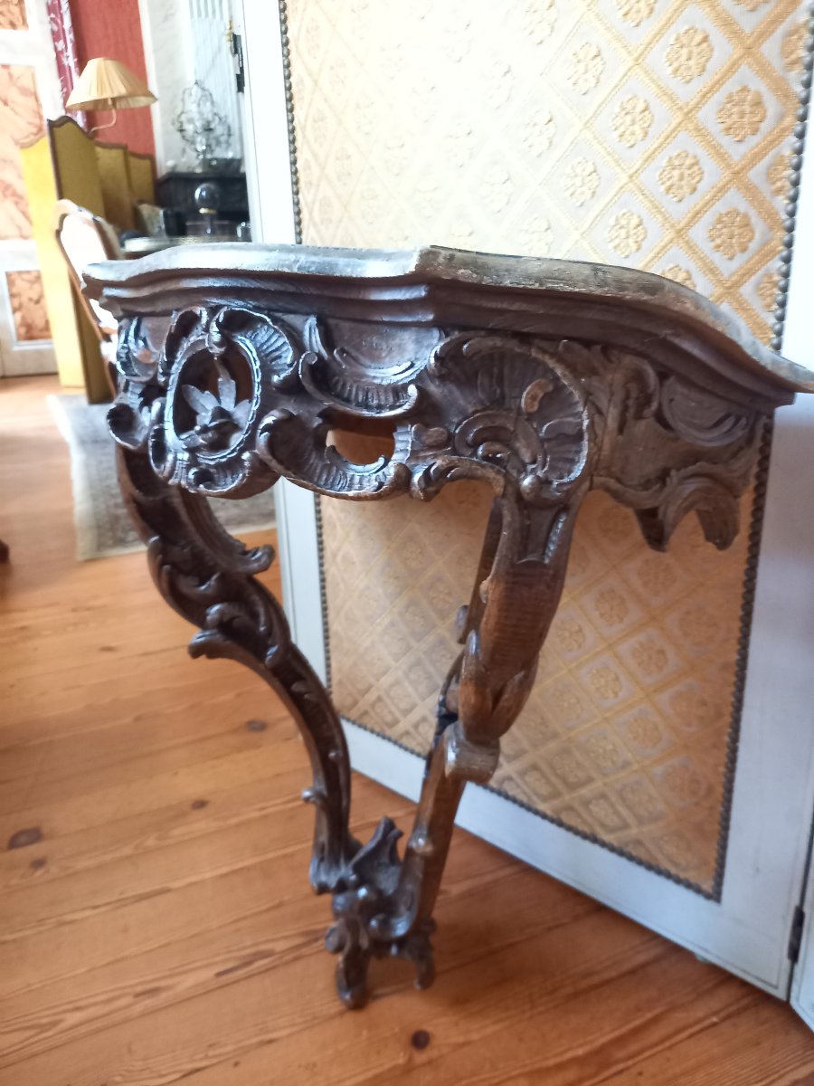 A Charming Little Carved Wooden Console Table In The Louis XV Style, 19th Century.-photo-5