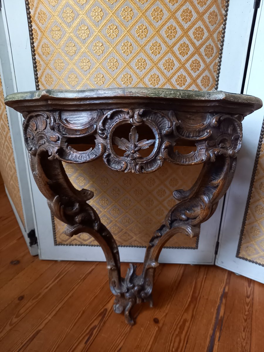 A Charming Little Carved Wooden Console Table In The Louis XV Style, 19th Century.