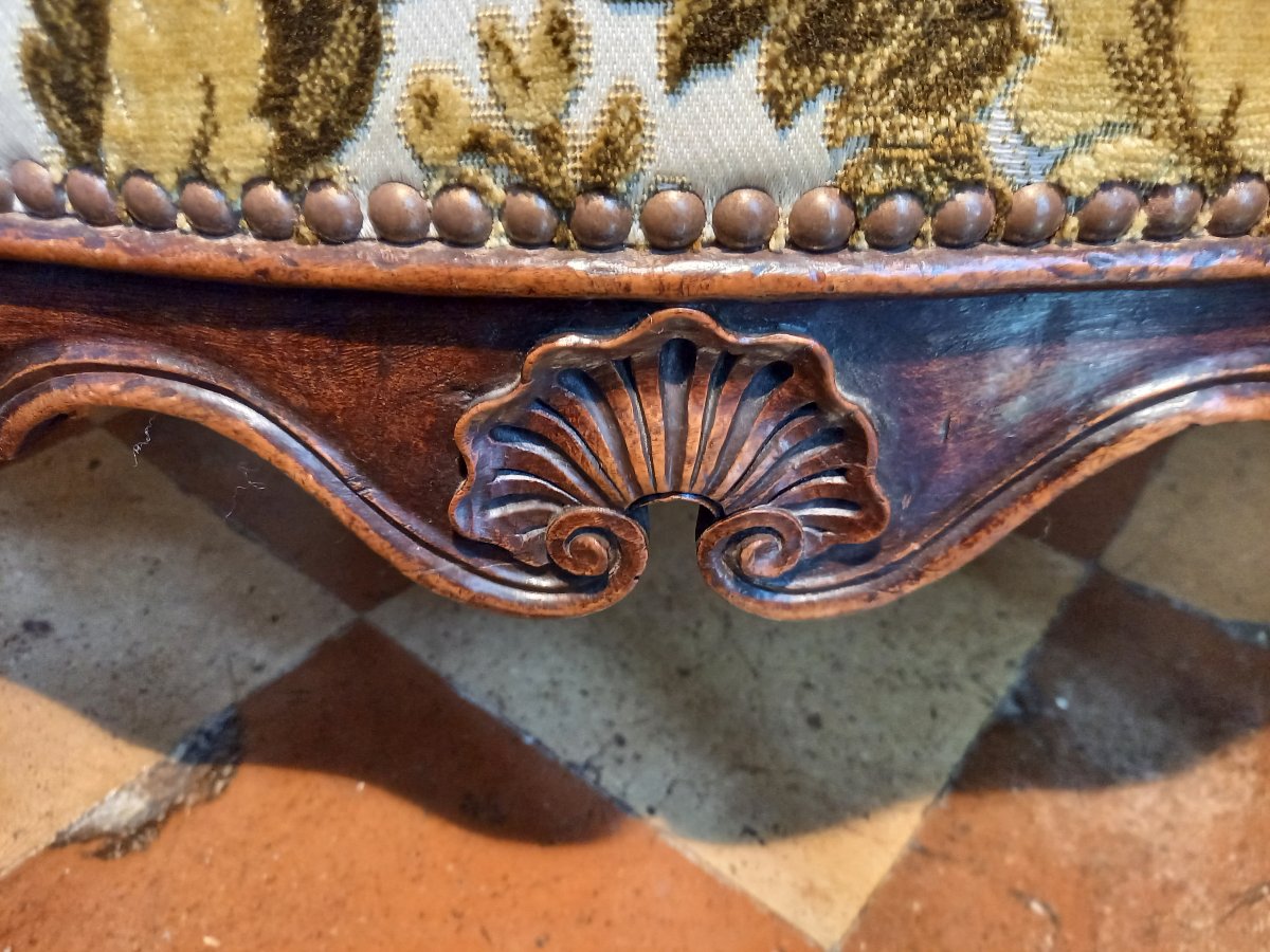 Beau fauteuil – Provence ou vallée du Rhône – en noyer, Régence ou début de l’époque Louis XV-photo-5