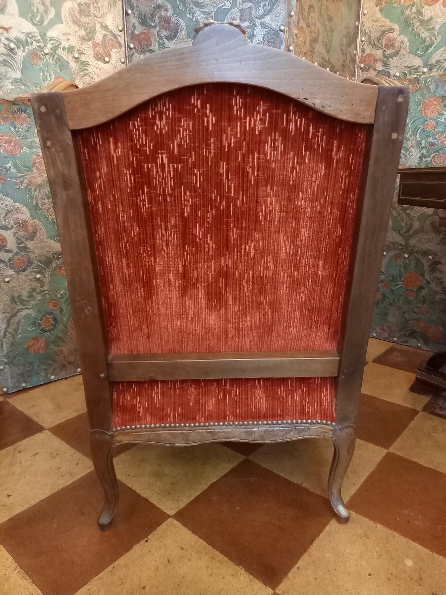 Basse et confortable bergère à oreilles d'époque Louis XV - 18ème siècle-photo-4