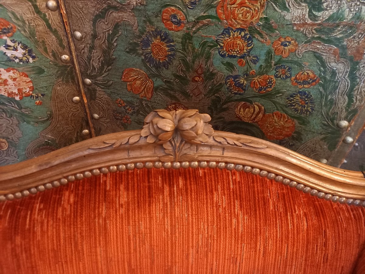 Basse et confortable bergère à oreilles d'époque Louis XV - 18ème siècle-photo-4