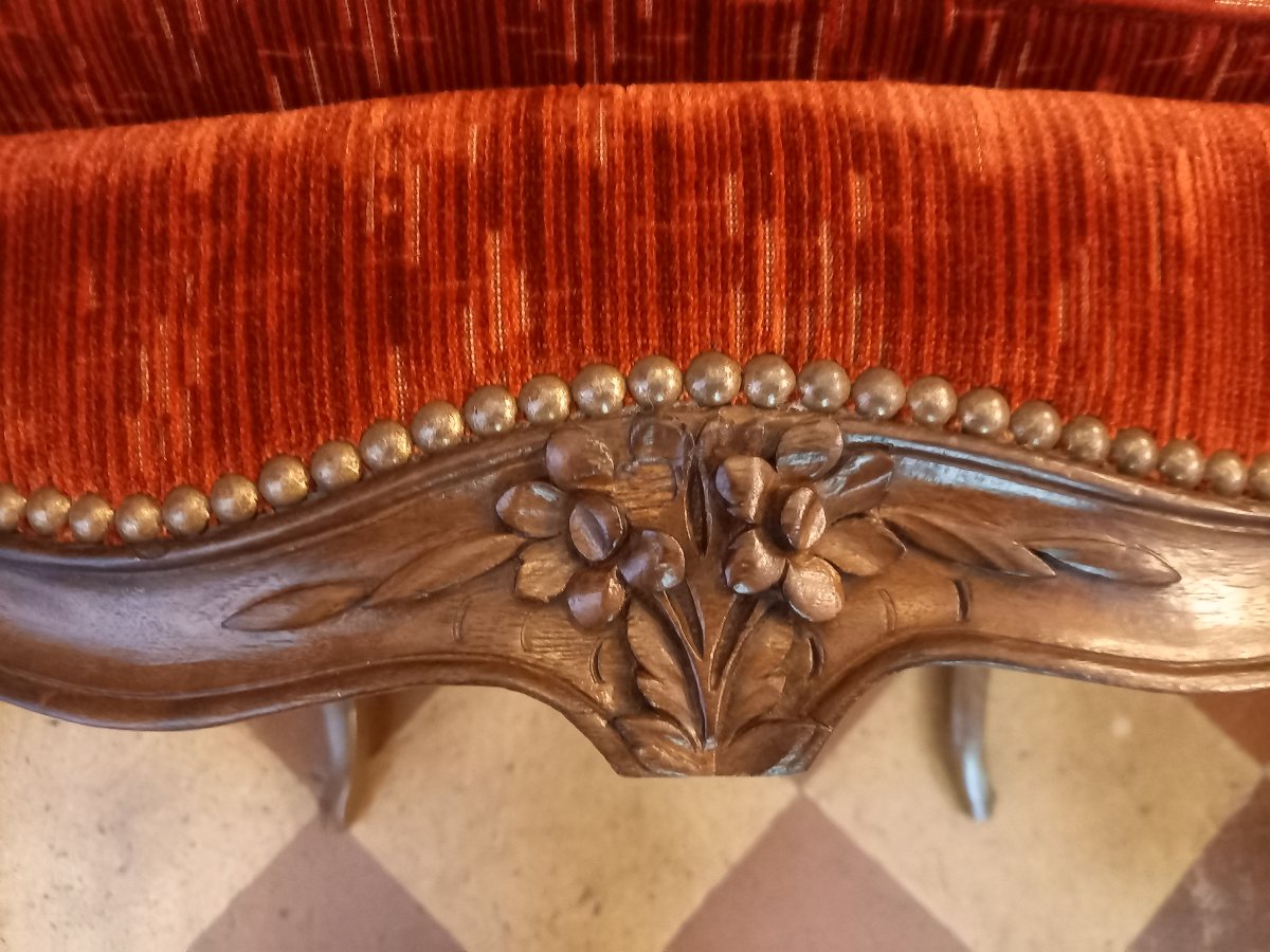 Basse et confortable bergère à oreilles d'époque Louis XV - 18ème siècle-photo-5