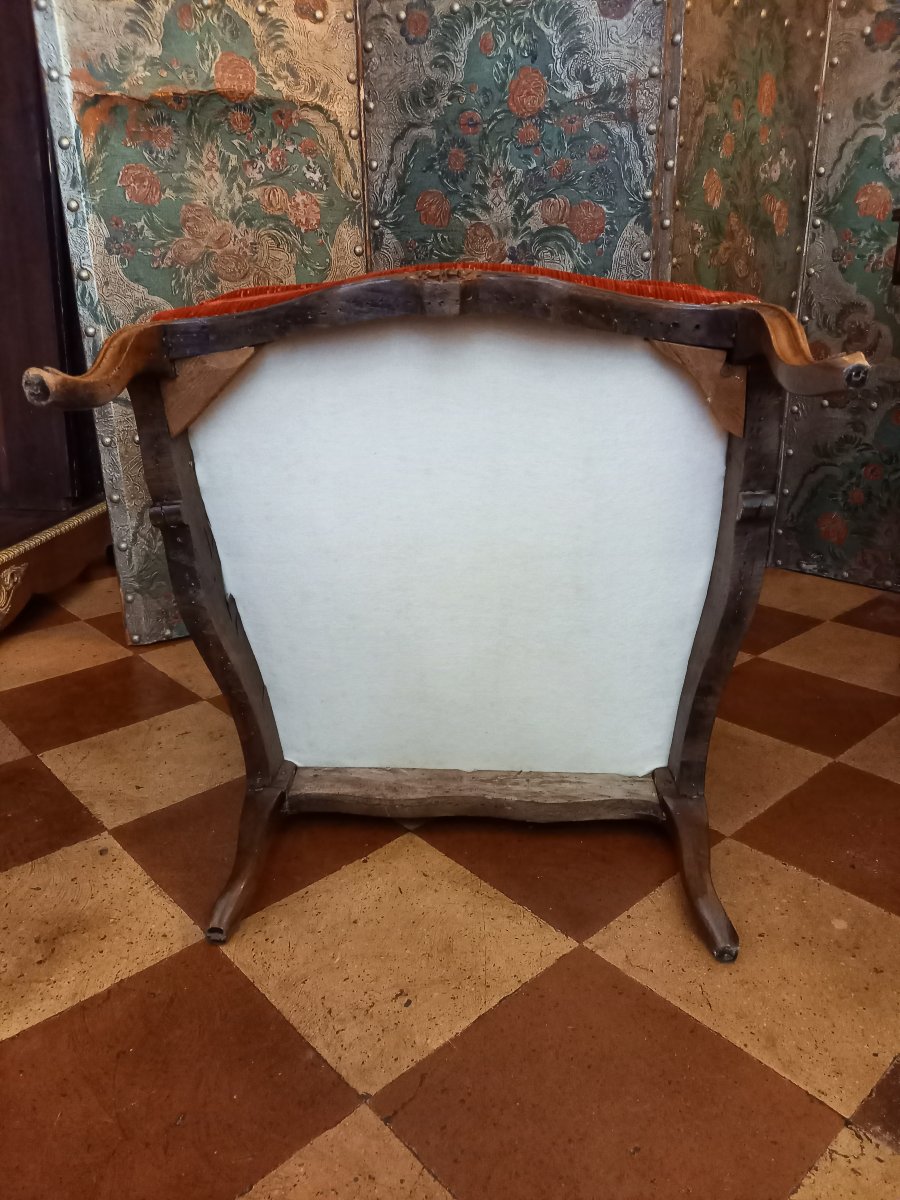 Basse et confortable bergère à oreilles d'époque Louis XV - 18ème siècle-photo-6