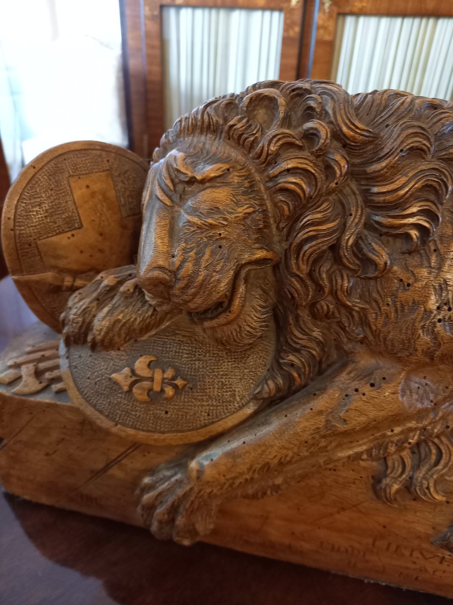 Based On Thorvaldsen’s Work, A Large And Beautiful Walnut Sculpture Depicting The Lion Of Lucerne-photo-4
