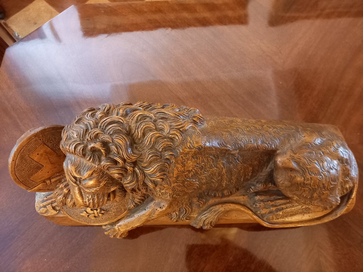 Based On Thorvaldsen’s Work, A Large And Beautiful Walnut Sculpture Depicting The Lion Of Lucerne-photo-5