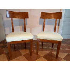 Stamped "demay Rue De Cléry", A Pair Of Mahogany Chairs From The Consulate-empire Period