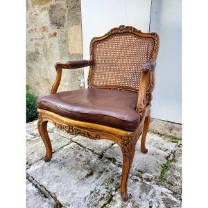 Beautiful Louis XV Cane-back Armchair Attributed To Louis Or Michel Cresson