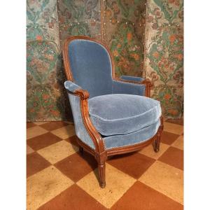 Marked C. Jy. M. For Claude Javoy, Large Solid Mahogany Armchair In The Louis XVI Style