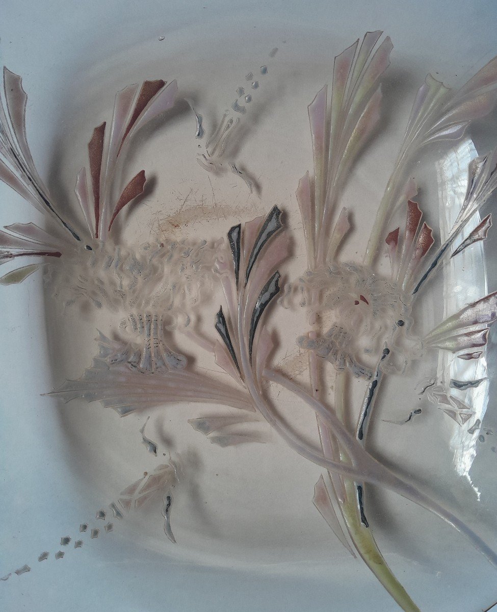 Emile Gallé Enamelled Smoked Glass Bowl With Aquatic Decoration-photo-6