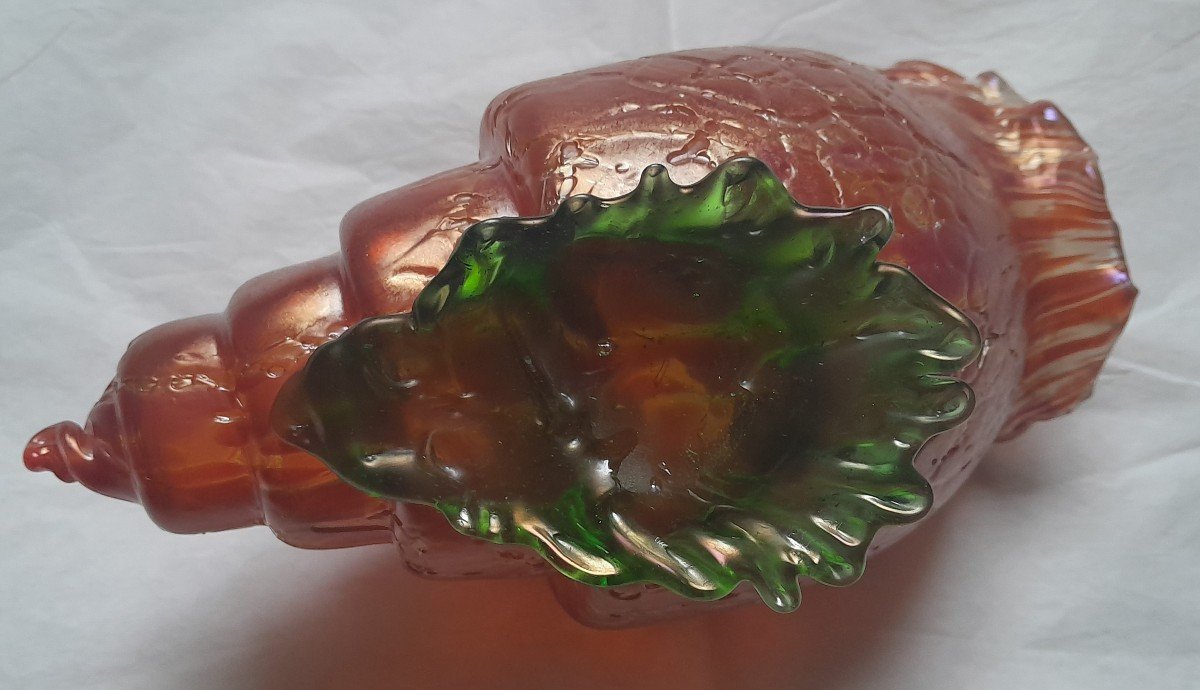 Loetz Shell Vase In The Shape Of A Conch In Iridescent Glass-photo-4