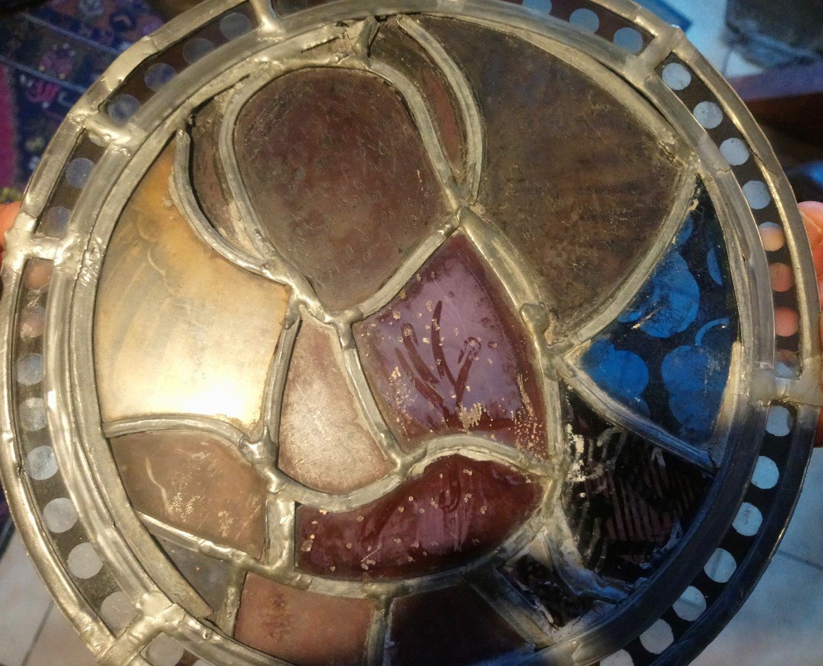 Vitrail - Rondel Médiéval à Décor d'Un Ange - XIII ème-photo-1