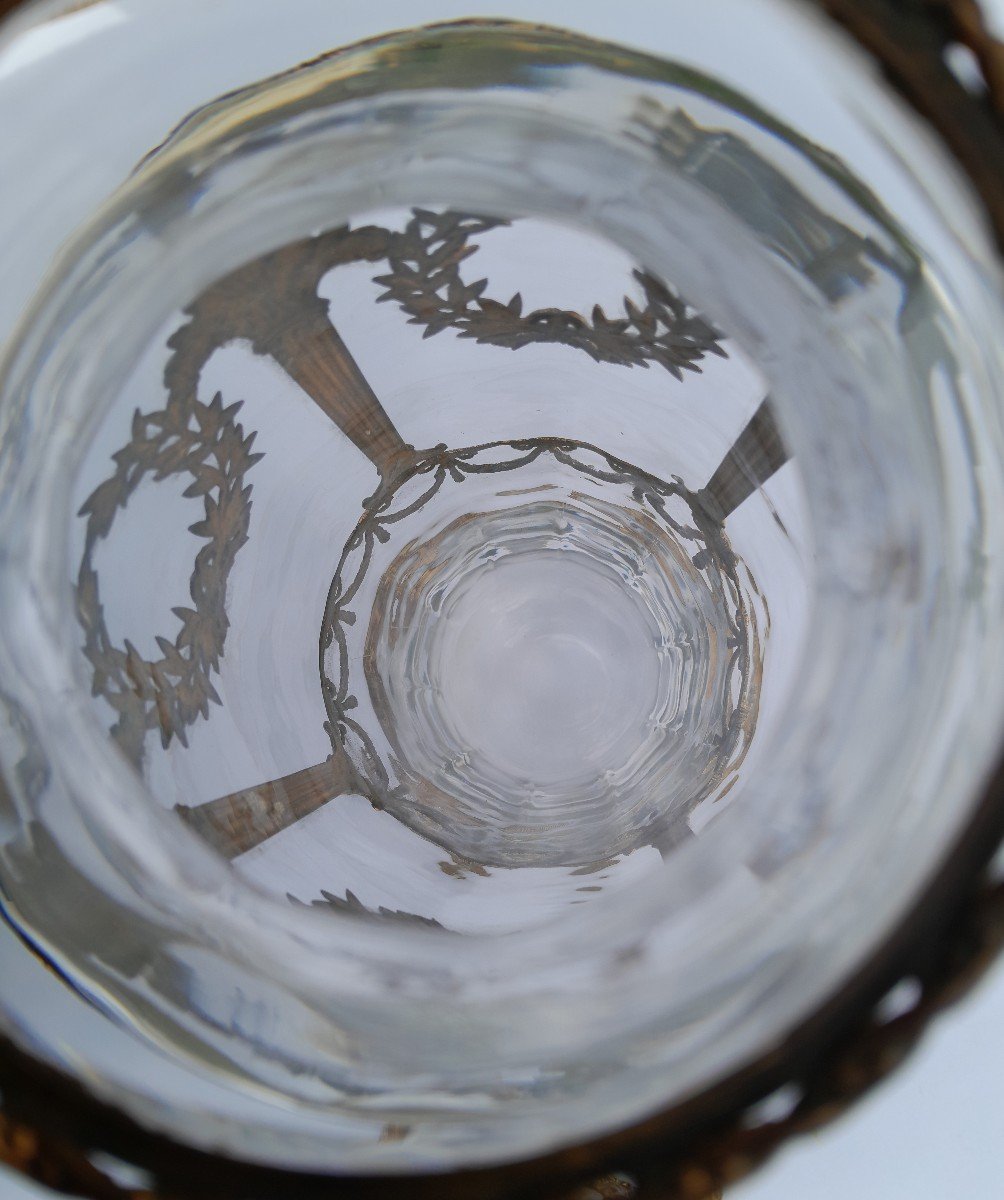 Pair Of XIXth Crystal Vases Attributed To Baccarat  - Gilded Bronze Mount-photo-3