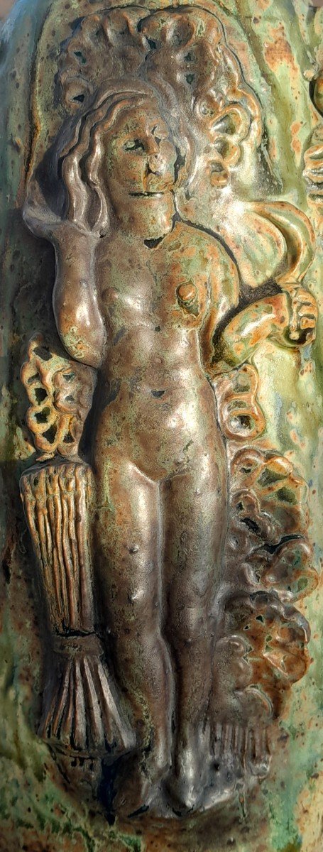 André Rozay La Borne - Vase en grès au décor en relief, allégorie des quatre saisons-photo-6