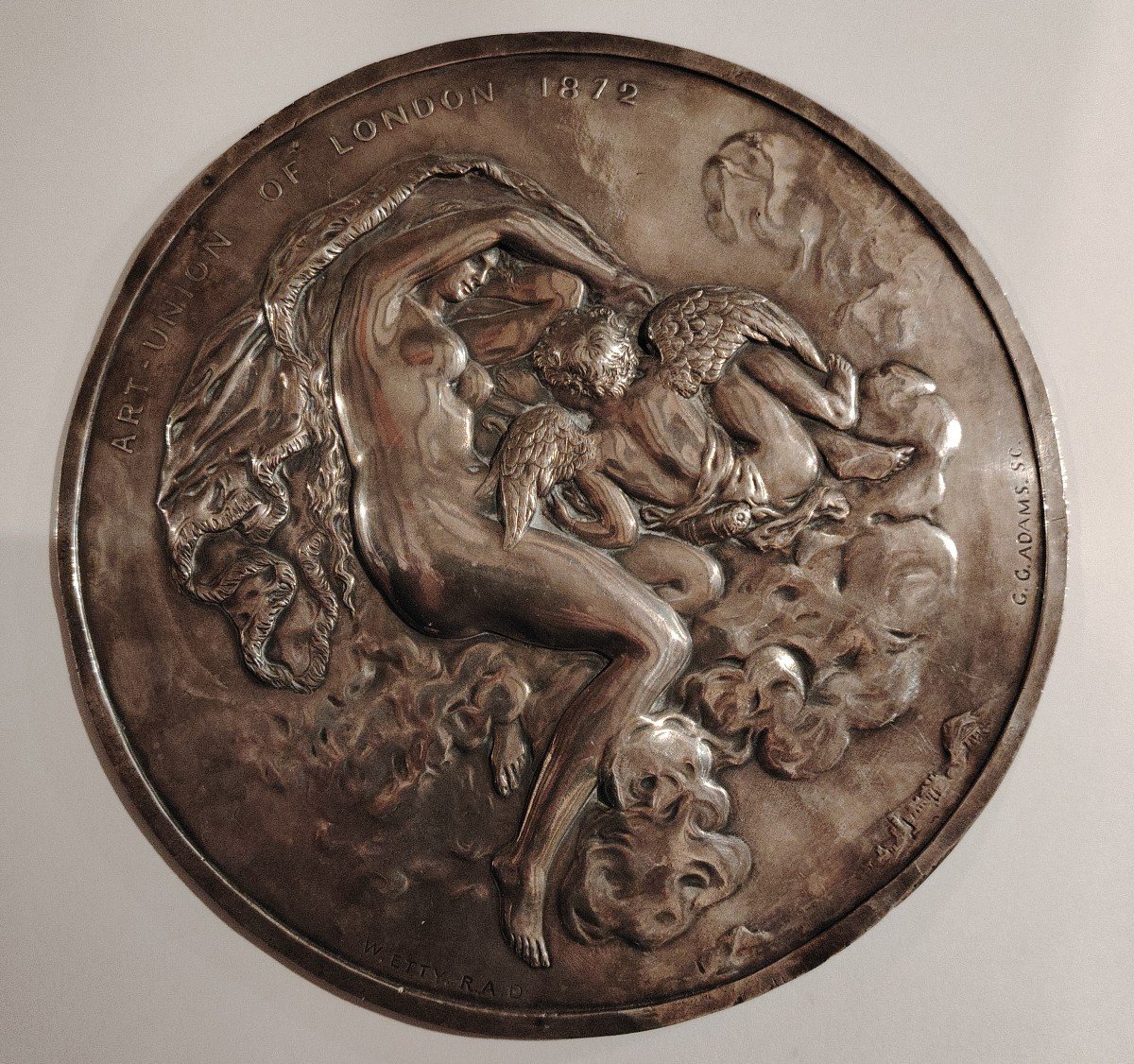 Art Union Of London - Médaillon électrotype En Bronze 1872 Par G.g Adams d'Après William Etty