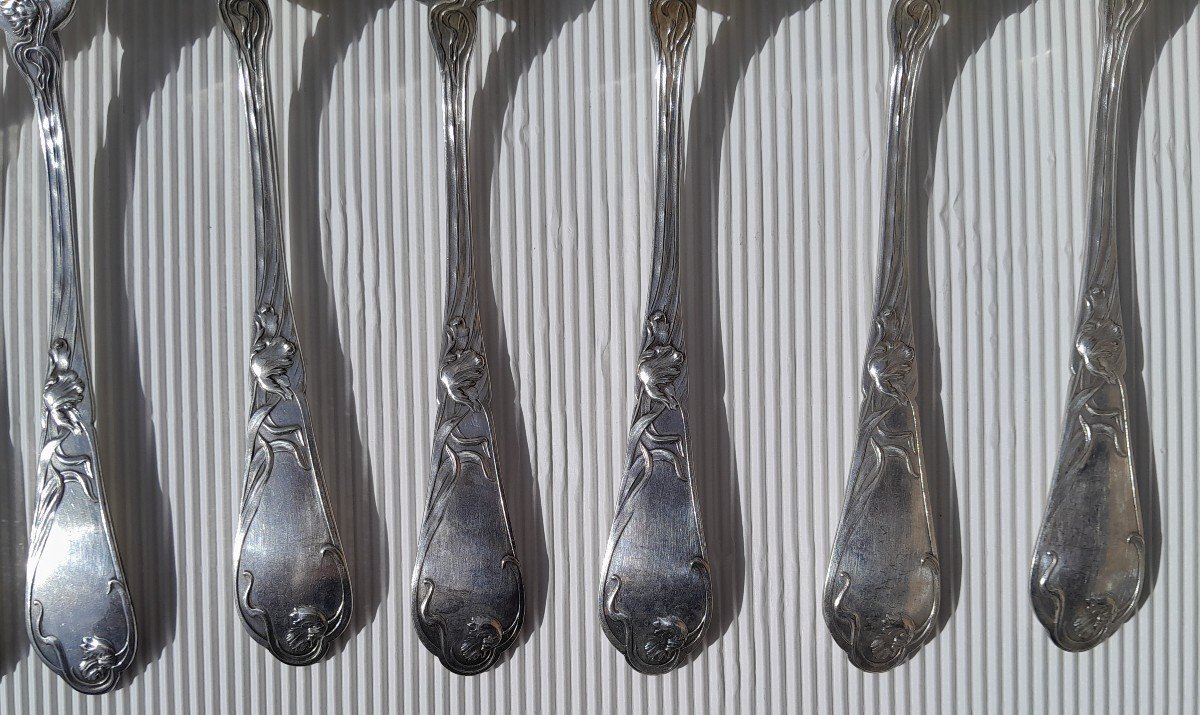 Couverts art nouveau Boulenger - Cuillères et fourchettes de table modèle "tulipes"-photo-4