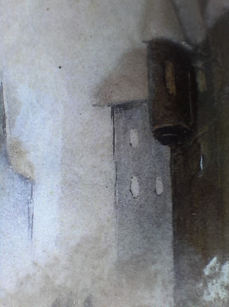 Tableau En émail, Jules Et Robert Sarlandie, Scène De Rue En Hiver-photo-1