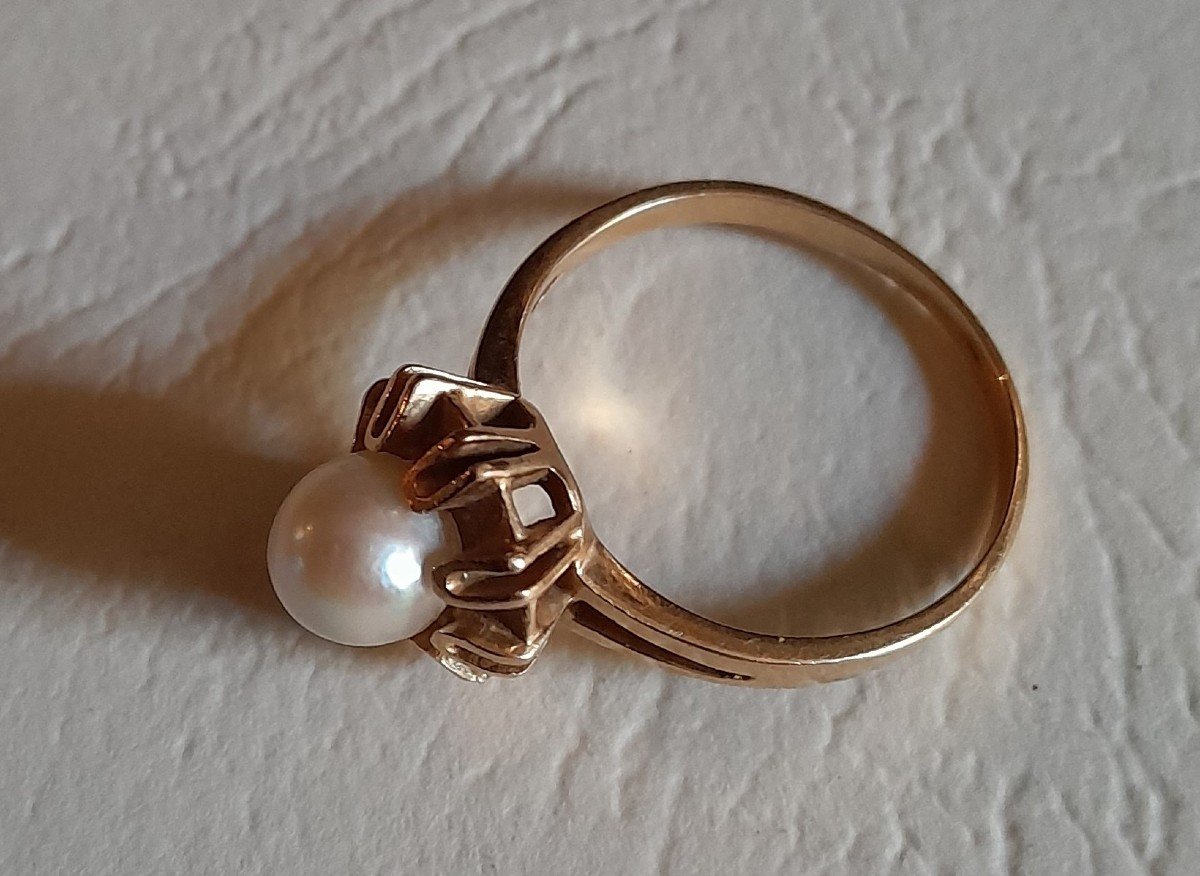 Gold Ring With Pearl-photo-2