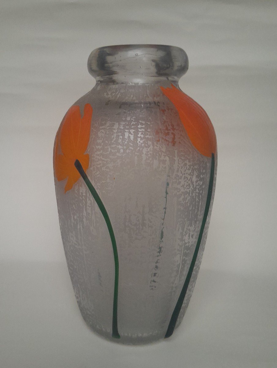Daum Art Deco Vase With Tulip Decor-photo-2