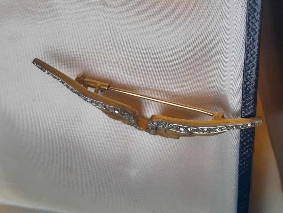 Gold, Platinum And Diamond Wings Brooch-photo-2