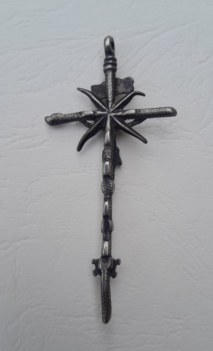 Croix Pendentif En Argent XVIIIè-photo-2