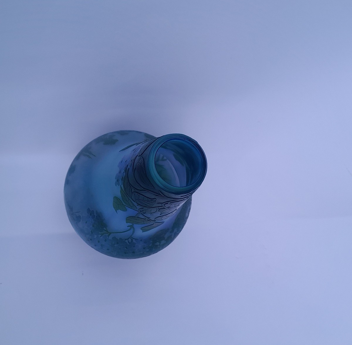Pantin Crystal Factory, Camille De Vez, Art Nouveau Vase In Engraved Multi-layer Glass-photo-4